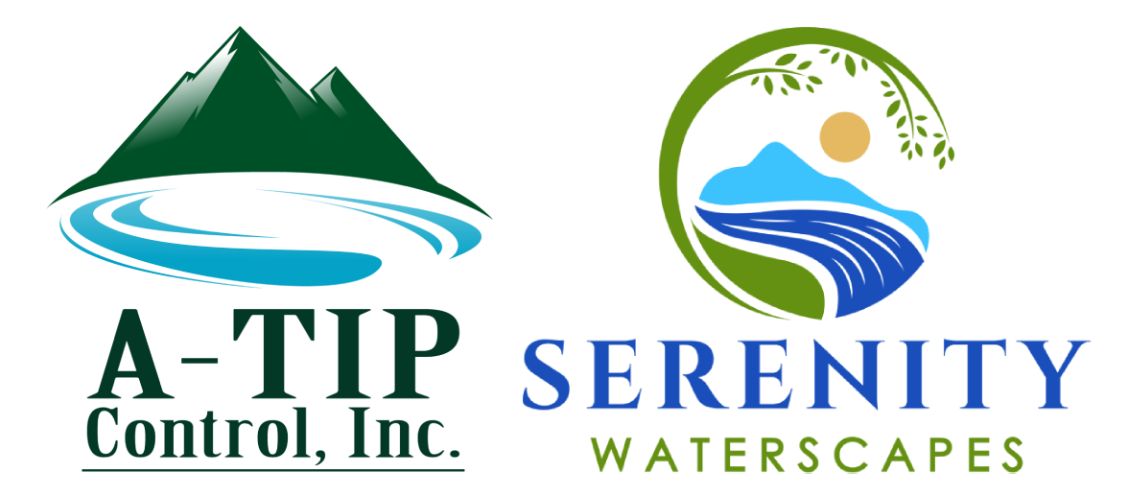 two-logos about A-TIP Control, Inc & Serenity Waterscapes Logo